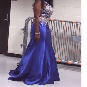 A elegant royal blue gown